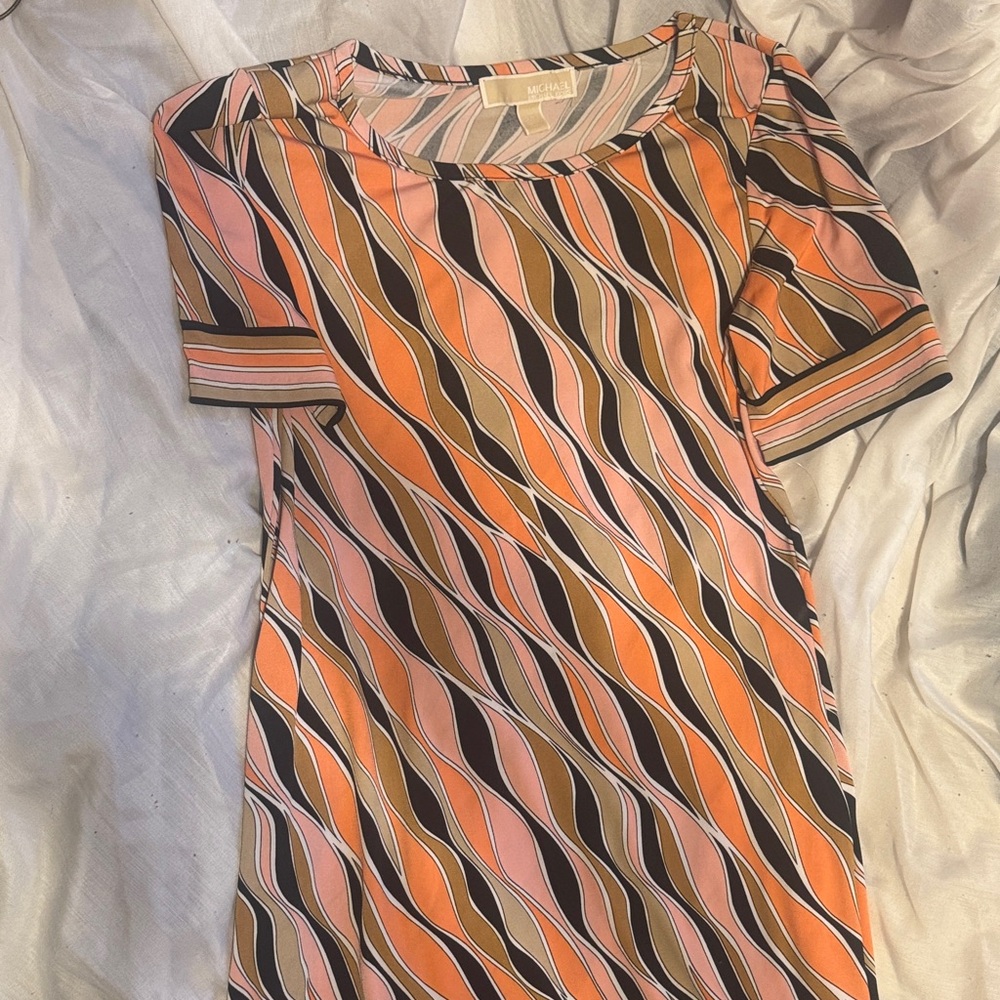 Michael Kors Pink and Black Patterned Dress